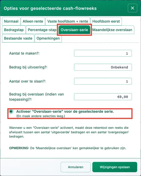 Optie Reeks‑overslaan