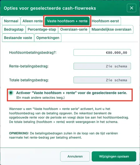 Activeer een vaste‑hoofdsomreeks