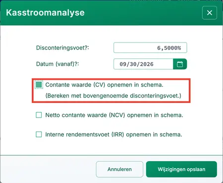Optie voor contante waarde