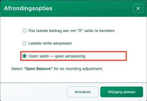 Validatie van aflossingsbedrag