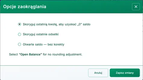 opcje zaokrąglania kredytu