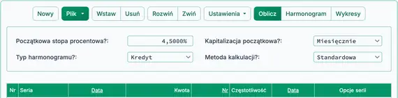 początkowe ustawienia
