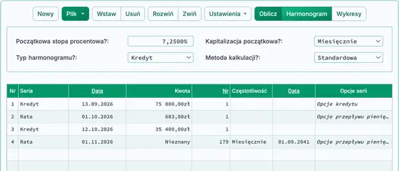 Ustawienia drugiej wypłaty i płatności pożyczki budowlanej