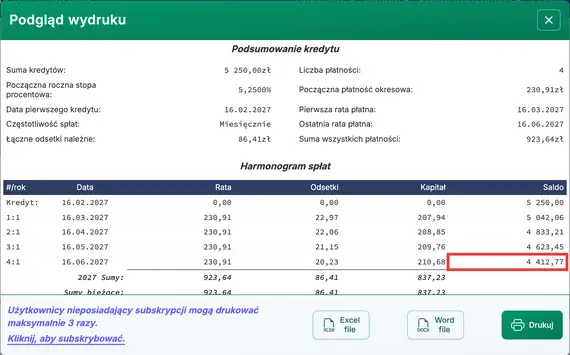 Weryfikacja spłaty kredytu.