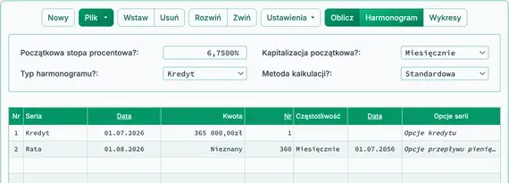 Początkowa konfiguracja płatności balonowej