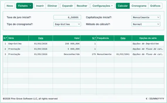 Janela principal do Ultimate Financial Calculator