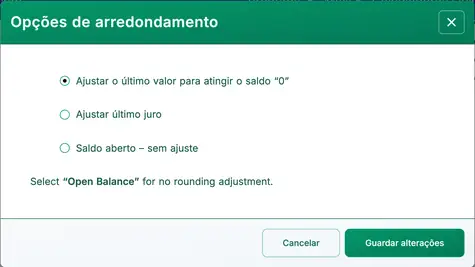 opções de arredondamento de empréstimo
