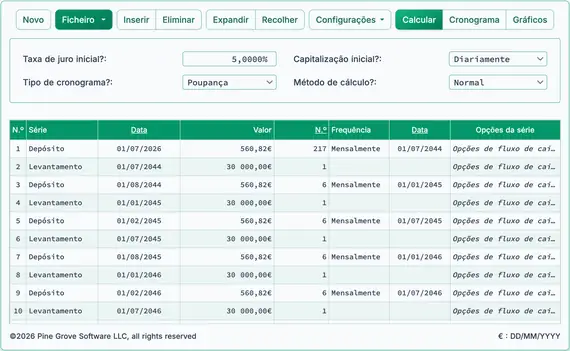 Montante de investimento mensal calculado