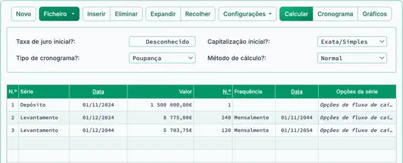Configuração de cálculo ROI