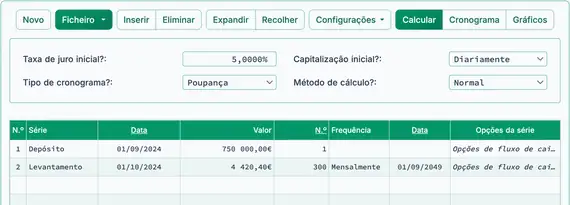 Cálculo do fluxo de caixa da anuidade