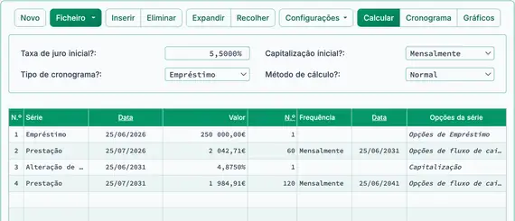 Nova prestação após alteração da taxa