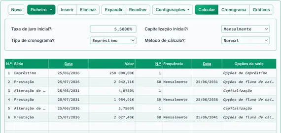 Terceira prestação após alteração da taxa