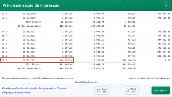 Plano do pagamento final