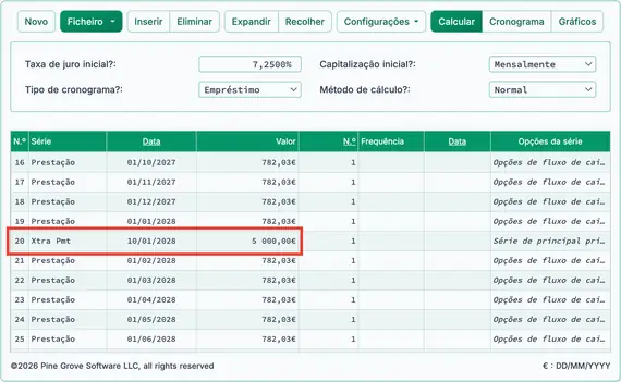 Pagamento extra inserido