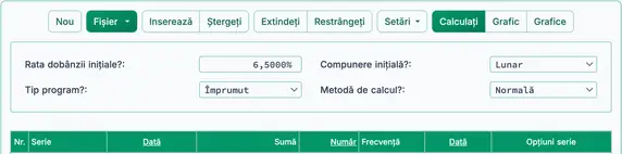 Setări credit convențional