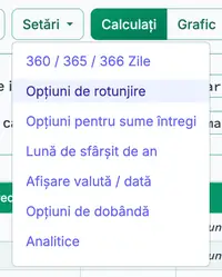 meniu setări rotunjire