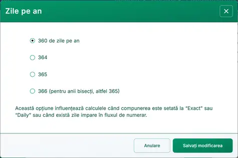 dialog setare zile în an