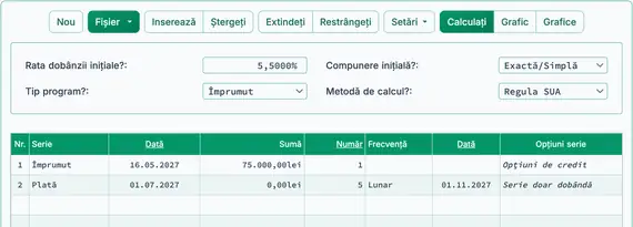 Credit de construcție cu dobândă doar, cu prima distribuire și serie de plăţi