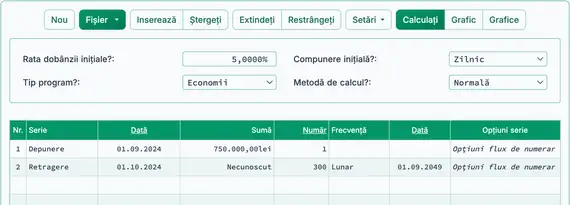 Configurare calculator flux de numerar pentru anuitate