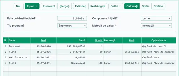 Prima modificare a ratei dobânzii, pregătit pentru calcularea noii plăţi