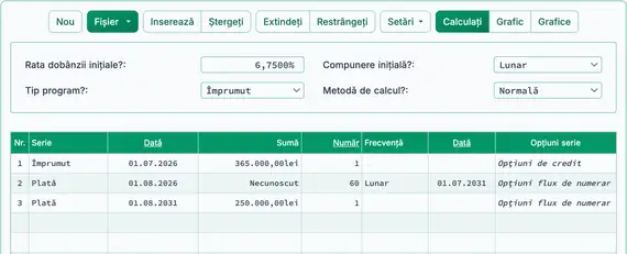 Calculaţi suma ratei periodice pentru un credit cu plată finală tip balon