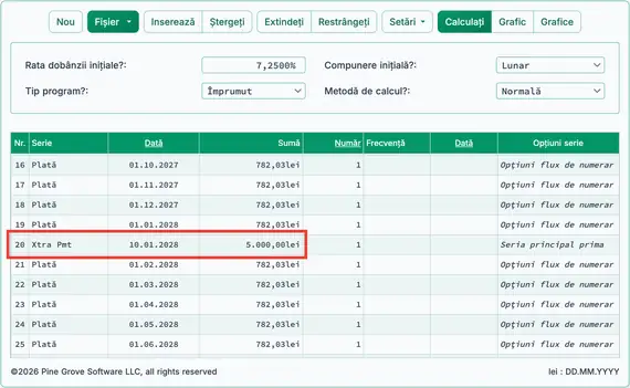 Plată suplimentară inserată