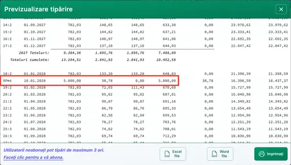 Program de plată cu plată suplimentară aplicată la principal