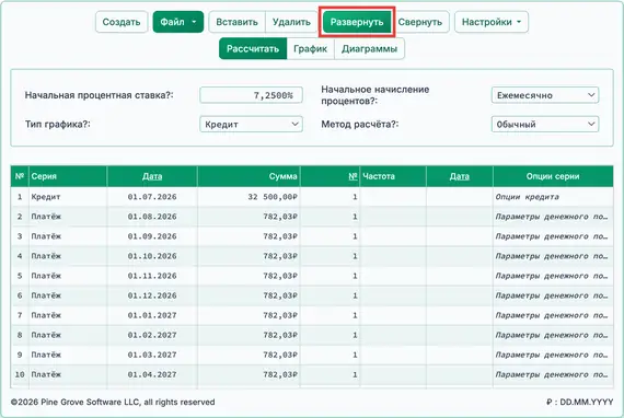 Платежи развернуты