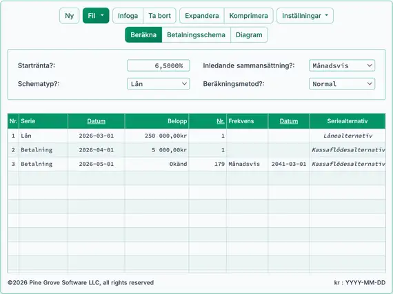 Ultimate Financial Calculator huvudfönster