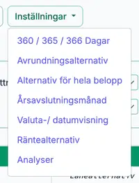 ränteinställningsmeny