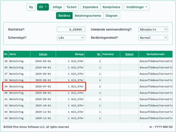 Justera första betalningen