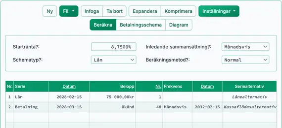 Inställning för lån med hoppa‑betalningar