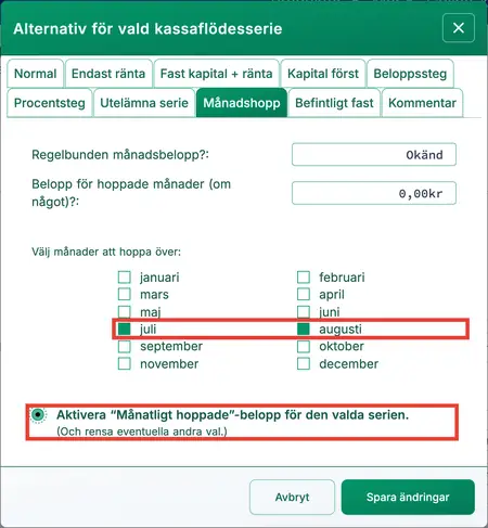 Välja månader att hoppa över