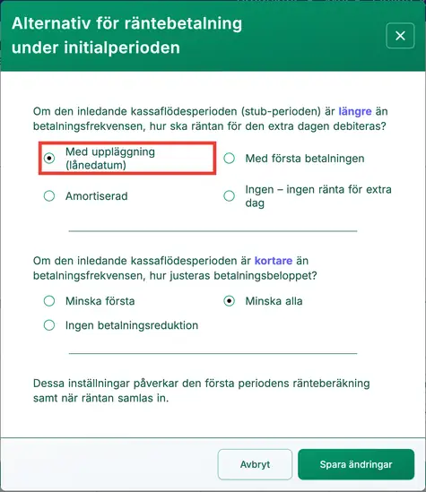 Inställning för lång period