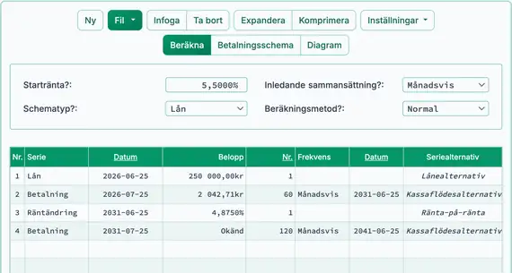Första ränteändring, redo att beräkna ny betalning