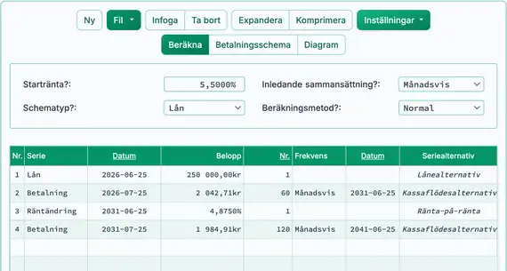 Ny betalning efter ränteändring