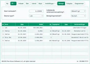 Skærmbillede af Ultimate Financial Calculator‑grænsefladen.
