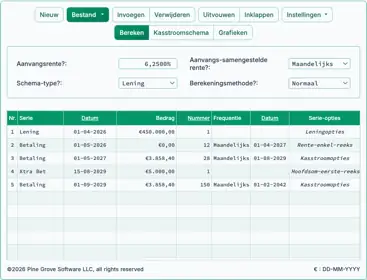Schermafbeelding van de Ultimate Financial Calculator‑interface