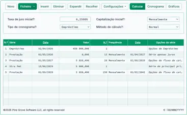 Captura de ecrã da interface do Ultimate Financial Calculator