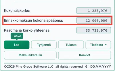 Lainalaskurin tulokset kertamaksulla