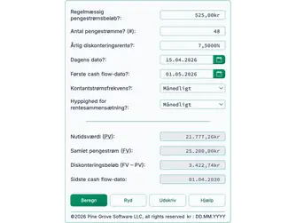 Screenshot of the present value of an annuity calculator interface