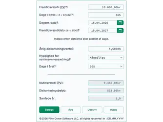 Screenshot of the present value calculator interface
