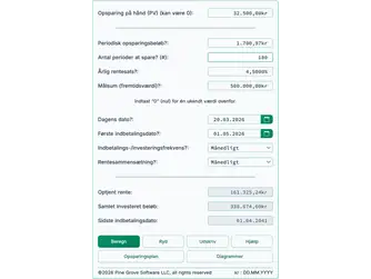 Screenshot of the savings calculator interface