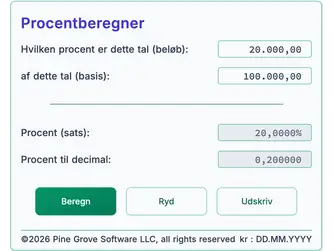 Screenshot of the percentage calculators interface