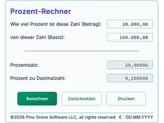 Screenshot of the percentage calculators interface