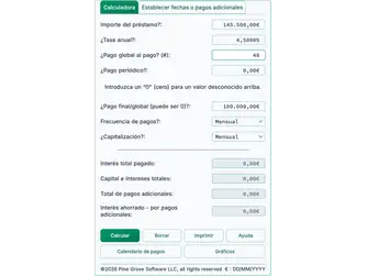 Screenshot of the balloon payment calculator interface