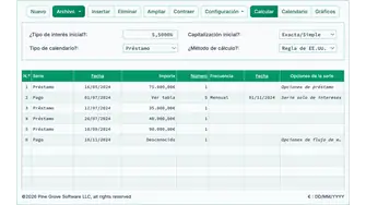 Screenshot of the construction loan calculator interface
