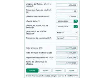 Screenshot of the present value of an annuity calculator interface