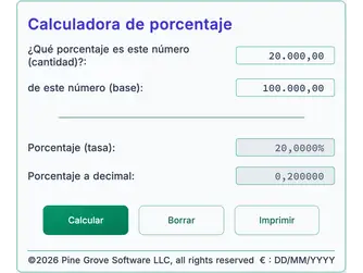 Screenshot of the percentage calculators interface
