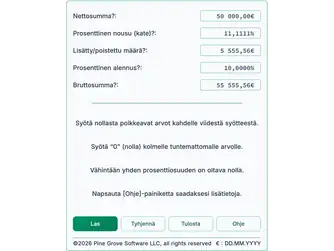Screenshot of the markup and discount calculator interface